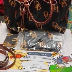 Dooney & Bourke Bundle Charcoal and Brown Tote with Monogram Pattern